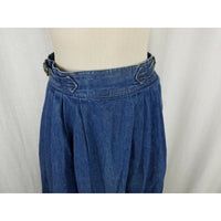 Vintage Gabriella Brazil Denim Blue Jean Swing Skirt Womens sz 10 Pleated Buckle