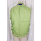 Catherine Stewart Quilted Lime Green Washable Suede Leather Zip Up Vest Womens L