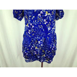 Gap Sheer Cotton Floral Print Layered Tiered Tie Neck Tunic Dress Womens XS Navy