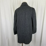 Vintage JG Hook Wool Herringbone Tweed Peacoat Car Coat Womens XL Black White