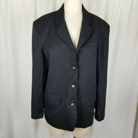 Esprit Collection Black Twill Blazer Jacket Womens L Vintage Preppy 3 Button 80s