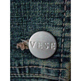 Vese Stretch Blue Jean Denim Blazer Style Jacket Womens M Faded Distressed 90s