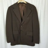 John Blair Brown Polyester Pinstripe Blazer Sport Coat Jacket Mens 39 Vintage