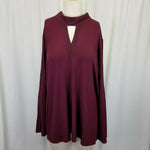 Lysse Plus Ainsley Crochet Trim Choker Top Shirt Tunic Blouse Womens 3X Currant