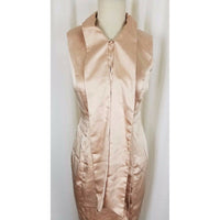 Vero Moda Satin Dress Fitted Bodycon Sexy Built in Scarf Faux Wrap Womens M Nude