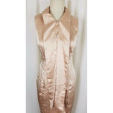 Vero Moda Satin Dress Fitted Bodycon Sexy Built in Scarf Faux Wrap Womens M Nude