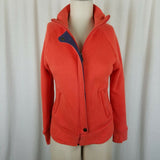 B by Burton Orange Funnel Neck Zip Up Sweatshirt Sweater Jacket Womens S Patches