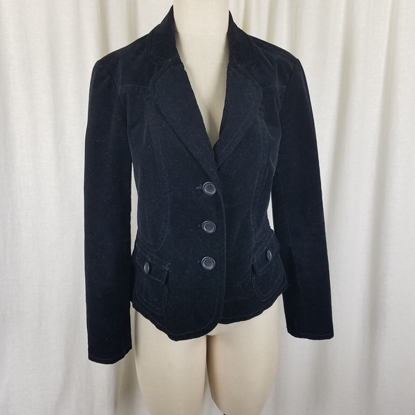 Vintage Bass Black Velvet Jacket Blazer Womens S Riding Equestrian 3 Button