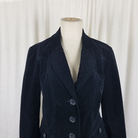 Vintage Bass Black Velvet Jacket Blazer Womens S Riding Equestrian 3 Button