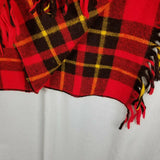 Vintage PLAID Fringe Stadium Carriage Throw Blanket WOOL Faribo Fluff-LOOMED