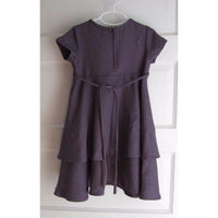 Bonnie Jean Herringbone Tweed Ruffles Tiered Sash Bow Midi Dress Purple Girls 5