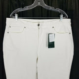 LL Bean Petites Comfort Knit Classic Fit White Denim Blue Jeans Womens 18P NWT