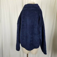 J Crew Berber Deep Pile Sherpa Fleece 1/4 Zip Sweatshirt Jacket Womens XL Navy