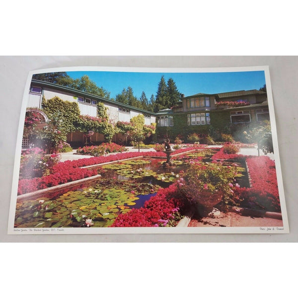 Vintage Scenic Laminated Photos Placemat Travel Souvenir Butchart Gardens Canada