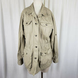 Travelsmith Khaki Cargo Jacket Canvas Safari Field Womens L Conversion Anorak