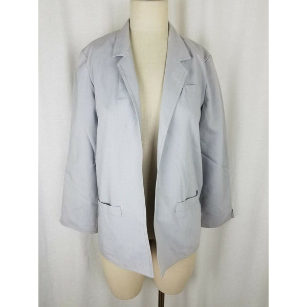 Vintage Prestige of Boston Open Front Swing Wrap Blazer Jacket Womens 10 Gray