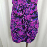 BCBGeneration Bare Shoulder Drape Ruched Ruffled Mini Sun Dress Womens 4 Purple