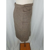 Vintage Lands End Houndstooth Checked Stretch Pencil Skirt Womens 8 Brown Black