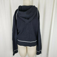 Calvin Klein Jeans Logo Knit Full Zip Up Hooded Sweater Jacket Womens XL Navy