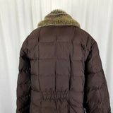 LL Bean Brown Faux Fur Collar Goose Down Quilted Puffer Jacket Parka Womens XL