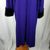 Bill Blass Fur Trim Lined Purple Wool Maxi 80s Swing Coat ALine Peacoat Womens 6