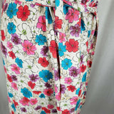 Vintage Handmade Wrap Dress Womens L XL Floral Cotton Belted Tie Shawl Collar