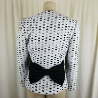 Nolan Miller Avant Garde Black & White Rutched Polka Dots Bow Jacket Womens 6 HK