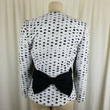 Nolan Miller Avant Garde Black & White Rutched Polka Dots Bow Jacket Womens 6 HK