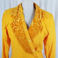 Ivana Wool Removable Velvet Embossed Collar Wrap Blazer Jacket Womens 10 USA