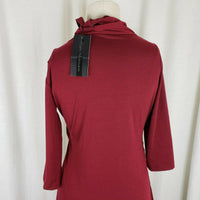 Matti Mamane Maroon Ruffled Ruched Faux Wrap Jersey Knit Dress Womens 2 M NWT