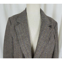 Vintage David Craig Wool Mottled Tweed Pinstriped Blazer Jacket Womens 12 Tan