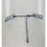 Single Strand Silver Metallic Faux Pearls Beads BEADED NECKLACE Choker Length