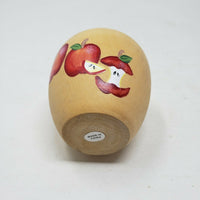 Wooden Apple Painted w/ Red Apples Natural String Rope Stem Country Decor Crafts