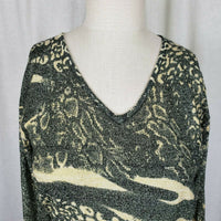 NWT Pierri New York Lightweight Knit Sweater Gold Metallic Animal Print Womens