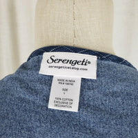 Serengeti Open Front Embroidered Paisley Denim Blue Jean Wrap Jacket Womens L