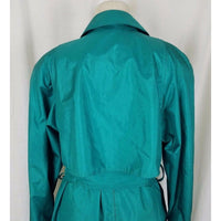 London Fog Towne Shiny Shimmer Belted Sash Long Trench Coat Womens 6P Cape Top