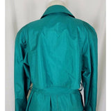 London Fog Towne Shiny Shimmer Belted Sash Long Trench Coat Womens 6P Cape Top
