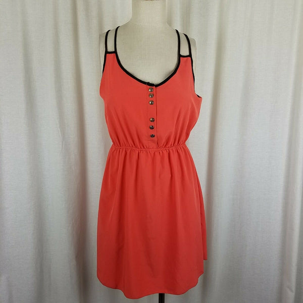Pearl Cutout Strappy Blouson Summer Twirl Dress Womens M J6763 USA Tangerine