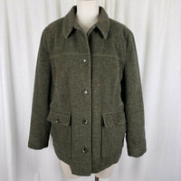 LL Bean Wool Full Button Up Shirt Jacket Lightweight Baird Barn Coat Womens L