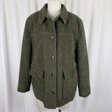 LL Bean Wool Full Button Up Shirt Jacket Lightweight Baird Barn Coat Womens L