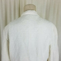 Ann Taylor Loft Open Front Woven Crosshatch White Cotton Jacket Womens 12