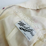 Vintage Mardi Gras New York Chiffon Metallic Maxi Floral Keyhole Dress Womens XS