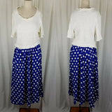 The Avenue Ribbed Knit Top Polka Dot Skirt Cotton Dress Womens 14 16 Vintage 80s