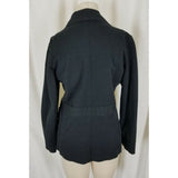 Gap Stretch Black Half Belted Back Full Button Up Jacket Womens 8 Apron Pockets