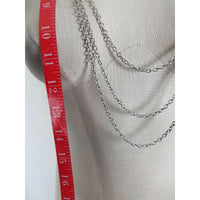 Multi Strand Metal Large Mixed Shape Beads Silver Turquoise BEADED NECKLACE