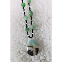 Renees Renderings Agate Quartz Green Beads Beaded Necklace Earrings Set Jewelry