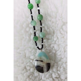 Renees Renderings Agate Quartz Green Beads Beaded Necklace Earrings Set Jewelry