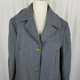 Blue Eagle Les Copains Worsted Wool 3/4 Walking Car Coat Peacoat Womens 46 Gray