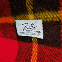 Vintage PLAID Fringe Stadium Carriage Throw Blanket WOOL Faribo Fluff-LOOMED