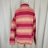 LL Bean Fleece 1/4 Zip Up Nordic Snowflake Lightweight Shirt Jacket Womens L XL